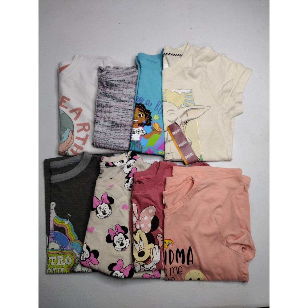 Girls Graphic T-Shirt Bundle 8pc Disney Minnie Mouse Grogu Encanto Size 6 6X